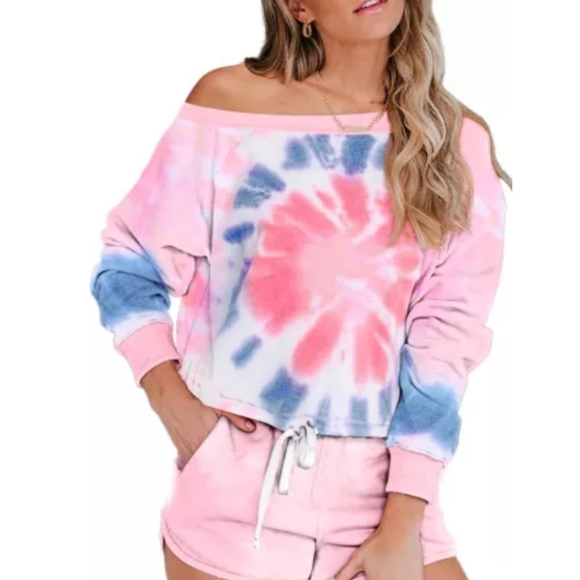 tie dye pajama short set
